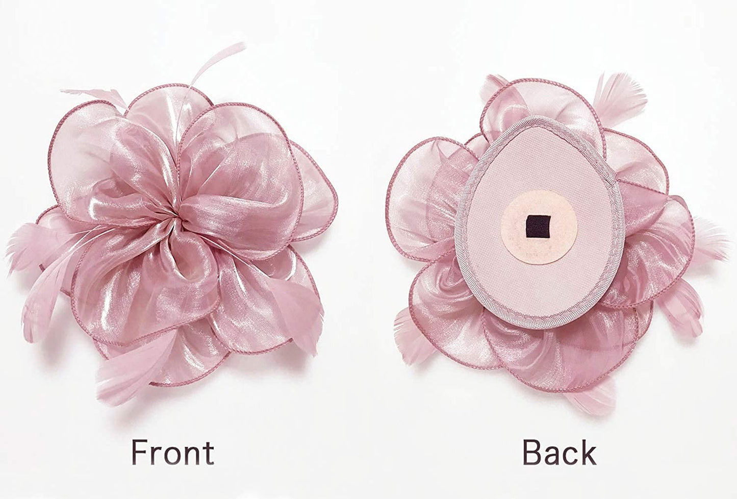 Novo Chapéu Fascinator de Organza Feminino com Flor de Pena Kentucky Derby Cocar Chapéu Pillbox para Casamento Chá da Tarde Acessórios de Cabelo com Clipe