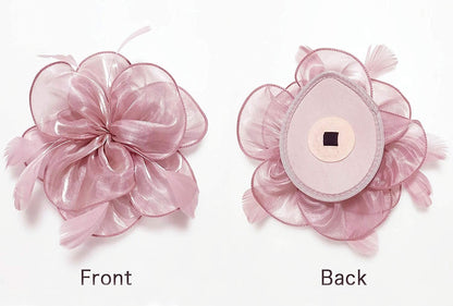 Novo Chapéu Fascinator de Organza Feminino com Flor de Pena Kentucky Derby Cocar Chapéu Pillbox para Casamento Chá da Tarde Acessórios de Cabelo com Clipe
