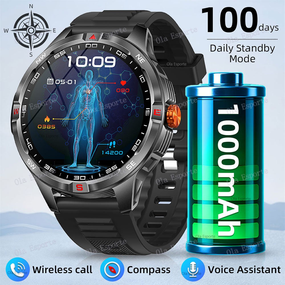 T-Rex 3 Military 1000mAh Battery Smart Watch 10ATM Waterproof GPS Track Compassr Bluetooth Call AMOLED Men Swim Sport Smartwatch