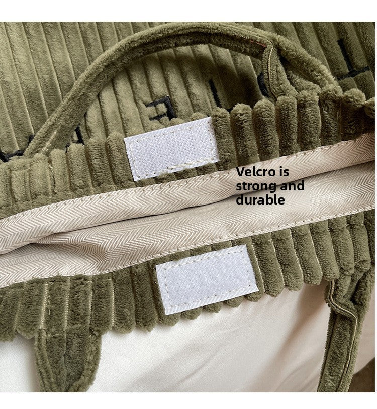 Large Capacity Striped Velvet Handbag Shoulder Bag for Woman Handbags Crossbody Bags, Versatile Letter Corduroy Women's Tote Bag