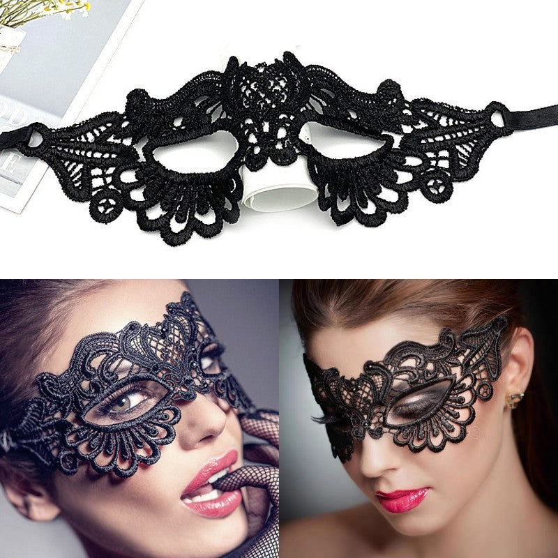 Sexy Women Black Lace Floral Eye Mask Masquerade Prom Face Mask Princess Queen Party Makeup Cosplay Nightclub Lace Mask Props
