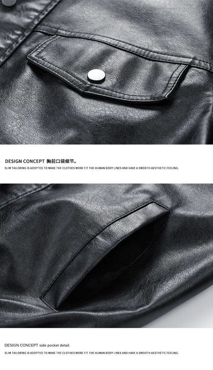 New Retro High Street Versatile Couple Motorcycle Fashionable Breathable Coat Winter Men Handsome Trendy Leather Jacket Comfort