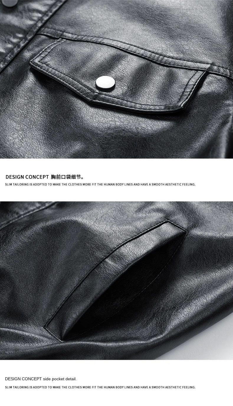 New Retro High Street Versatile Couple Motorcycle Fashionable Breathable Coat Winter Men Handsome Trendy Leather Jacket Comfort