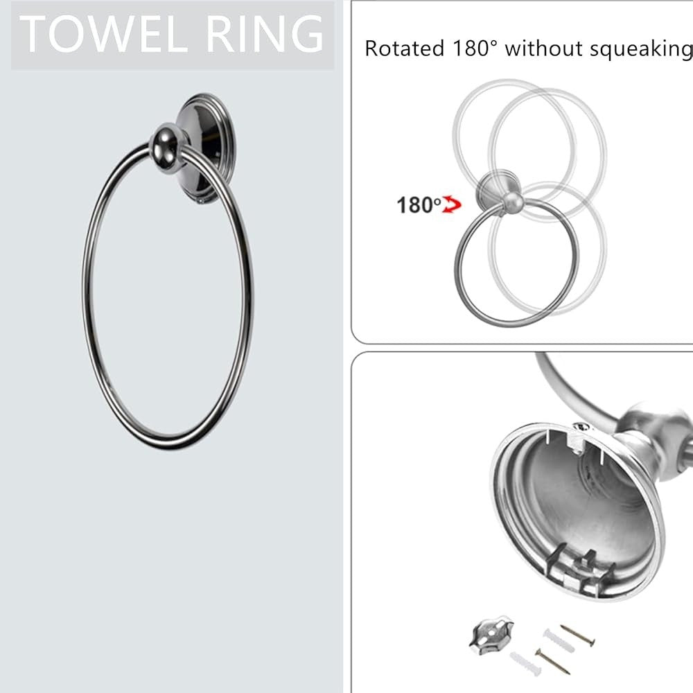 8 Pieces Stainless Steel Bathroom Accessories Set Polished Chrome Towel Bar Towel Ring Hook Rack Wall Mount Hardware
