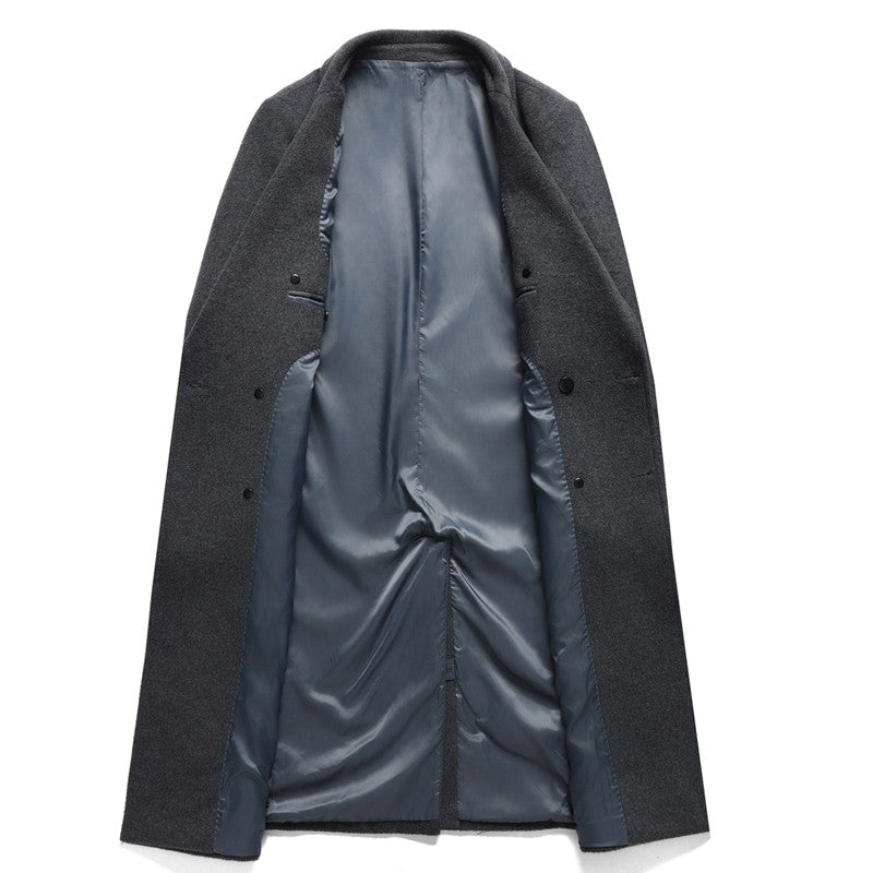 Winter Men's Woolen Coat Thicken Warm Trench Coat Men Wool Casual Double Fashion Breasted Long Overcoat Men
