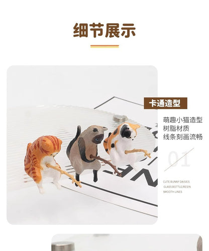 Gato-pescador Decoração de Interiores de Carro Resina Fofa com Óculos de Tubo Pingente para Retrovisor de Carro Saída de Ar para Acessórios de Carro