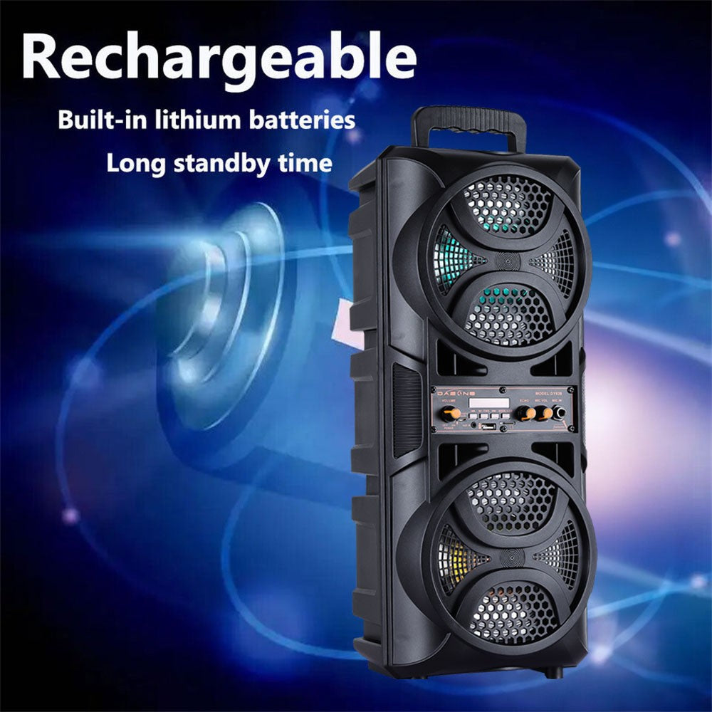 3000W Portable Bluetooth Party Speaker Dual 6.5 inch Subwoofer Rechargeable Heavy Bass Sound System Wireless Speaker