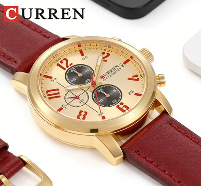 CURREN 8124,8208,8192,8230 Factory Watch Men Calendar Sport Military Male Clock Brand Luxury Origianl PU Leather Band Wristwatch