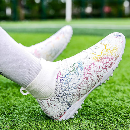 Professional High-Top Soccer Shoes for Men, Tf, Broken Nails (Referring to Cleats), Short Nails (Referring to Studs), Artificial Turf Training, Breathable, Anti-Slip