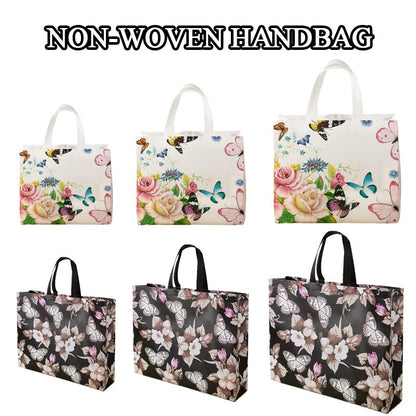 Reusable Non-Woven Fabric Shopping Bag Butterfly Printing Eco Bag Foldable Large Capacity Travel Storage Tote Shopper Bag