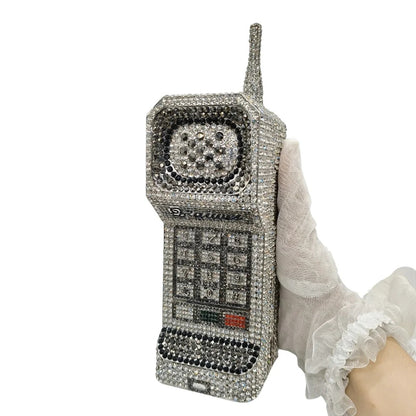 XIYUAN Newest Cellphone Shaped Rhinestone Evening Clutch Purse Luxury Diamond Wedding Party Bag Lady Pink Crystal Bridal Handbag