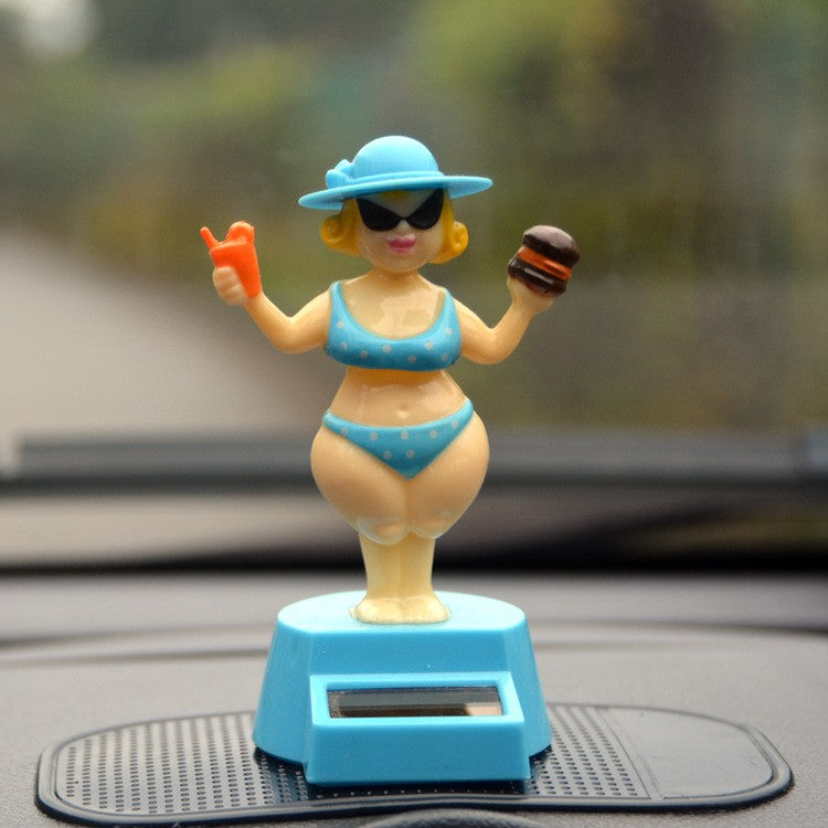 1 pc Car Decoration Solar Decoration Bobblehead Doll Cartoon RichWoman Modeling Decoration Gift Creative Interior Car Supplies