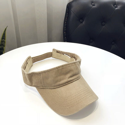 Chapéus de Sol de Verão Algodão Lavado Viseira Topo Aberto Feminino Masculino Esporte Viagem Chapéu de Praia Cor Sólida Protetor Solar Anti Uv Viseira Bonés de Golfe
