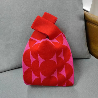 Girls Reusable Handmade Knit Handbag Tote Bag Wrist Bag Shopping Bags