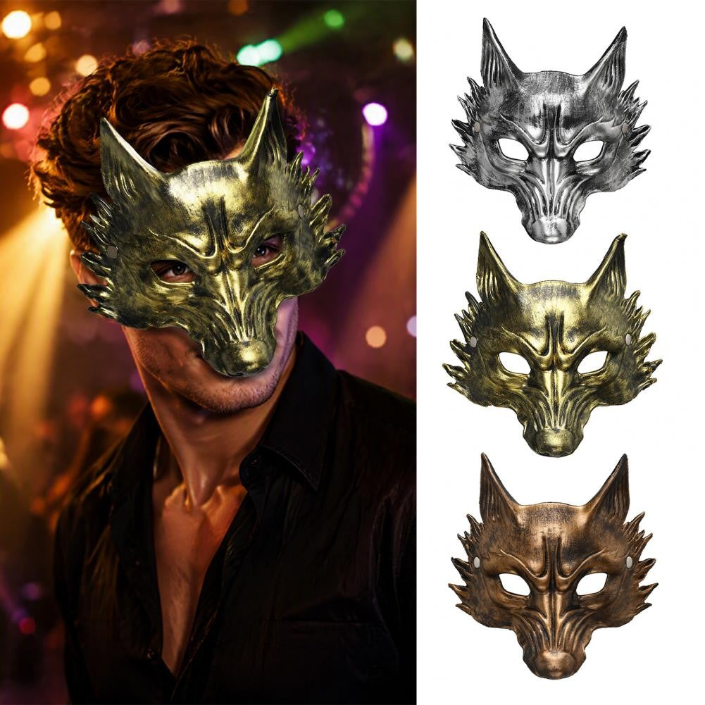 Breathable Foam Masks for Parties Wolf Mask for Halloween Black Gold Wolf Halloween Mask 3d Pu Foam Cosplay Headpiece