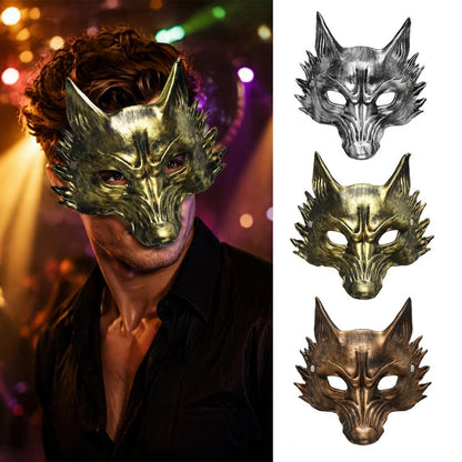 Breathable Foam Masks for Parties Wolf Mask for Halloween Black Gold Wolf Halloween Mask 3d Pu Foam Cosplay Headpiece