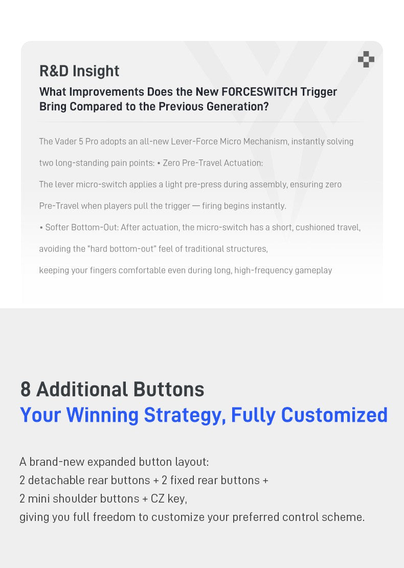 Flydigi Vader 5 Pro V2 Wireless Controller 4ms Low Latency FORCEFLEX Joystick 8 Remappable Buttons for NS Mobile TV PC