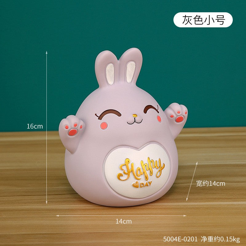 Cartoon Rabbit Piggy Bank Home Living Room Bedroom Ornament Children's Gift Vinyl Anti-fall Piggy Bank Home Accessories
