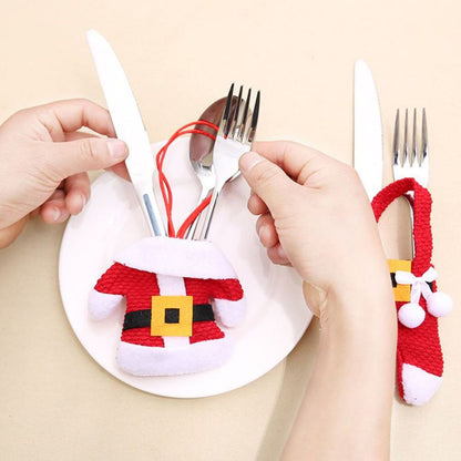 1/2/3 Set Chirstmas Tableware Holder Knife Fork Cutlery Set Skirt Pants New Year Cutlery Holder Christmas Decorations