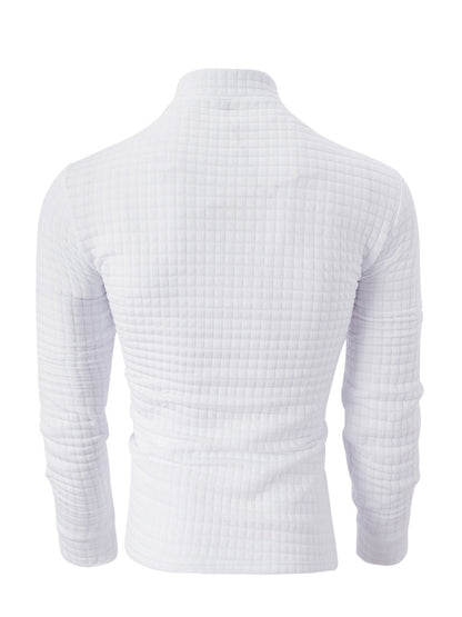 Europe and the United States men's sports casual shirt long sleeve checkerboard checkered POLO shirt slim arm zipper polo shirt