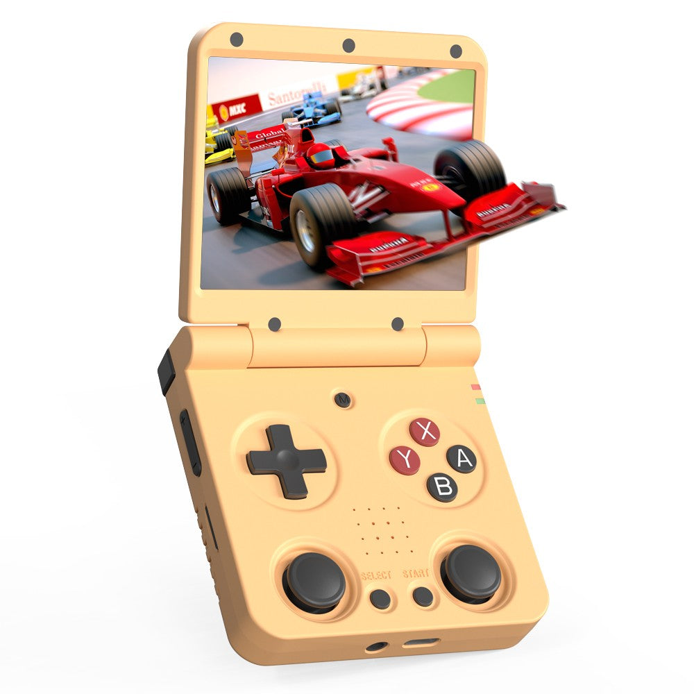 MIYOO Flip V2 Retro Handheld Game Console With Metal Hinge 3.5'' IPS Screen Compact Portable Game Machine Dual Analog Sticks Gif