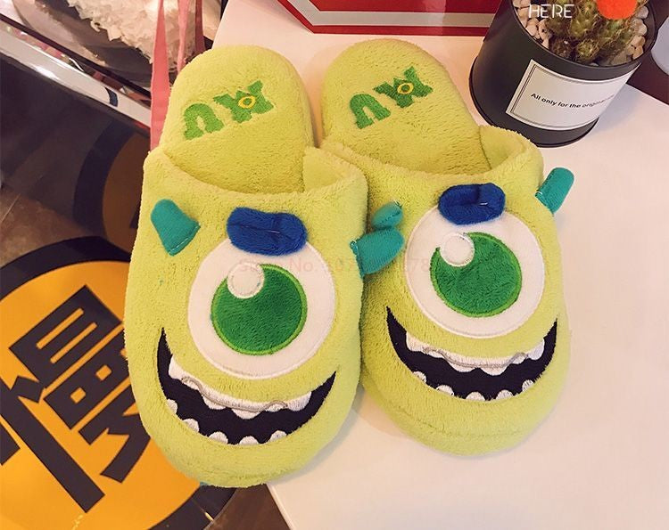 Pantufa de Anime Universidade Monstros Disney Monstros SA Mike Wazowski Sullivan Quente de Inverno Antiderrapante Desenho Animado Sapatos Domésticos