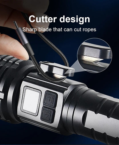 Super Bright Flashlight 10000000LM Torch High Power LED Flashlights Zoomable Lantern Rechargeable Lamp Magnet Tactical Lantern