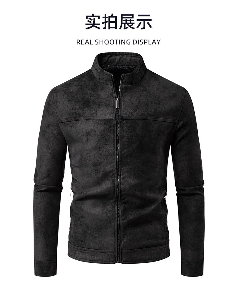 Spring Autumn Retro Leather Jackets Casual Men's Wear Tie Dyed Washed Matte Process Casual Outerwear Fashion Motorcycle Leather