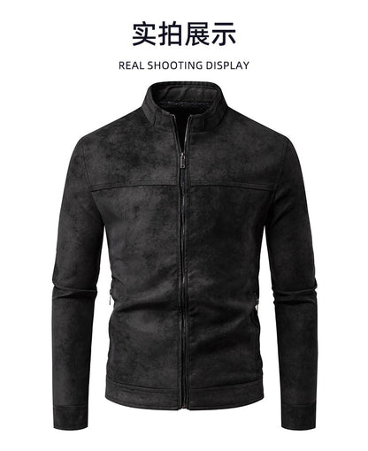 Spring Autumn Retro Leather Jackets Casual Men's Wear Tie Dyed Washed Matte Process Casual Outerwear Fashion Motorcycle Leather