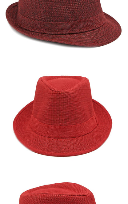 Middle-aged Spring and Summer Outdoor Sun Protection Hat Beach Top Hat Female Casual Retro Jazz Linen Hat  Fedoras for Man Party