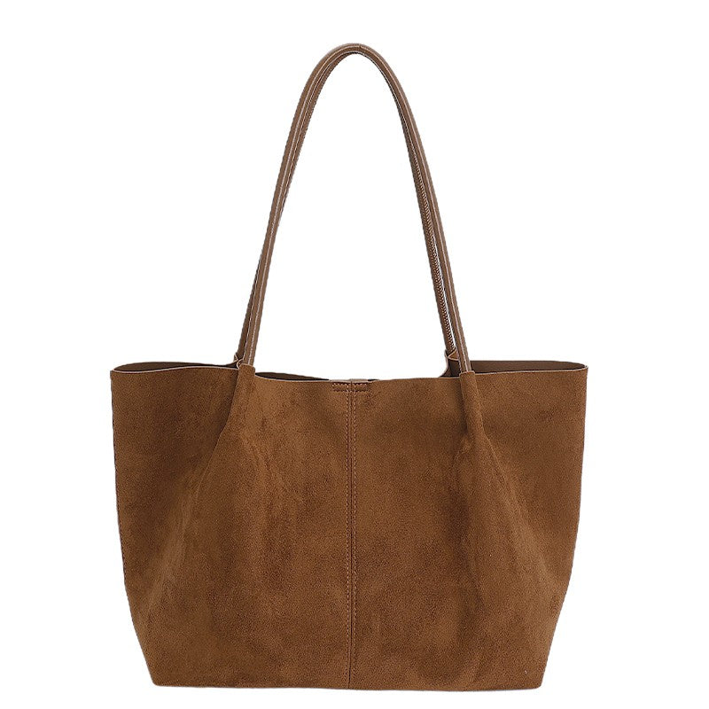 LEFTSIDE Women Faux Suede Shoulder Bag 2025 Winter Retro Soft Tote Bag Luxury Designer Trend Female High Capacity Handbags