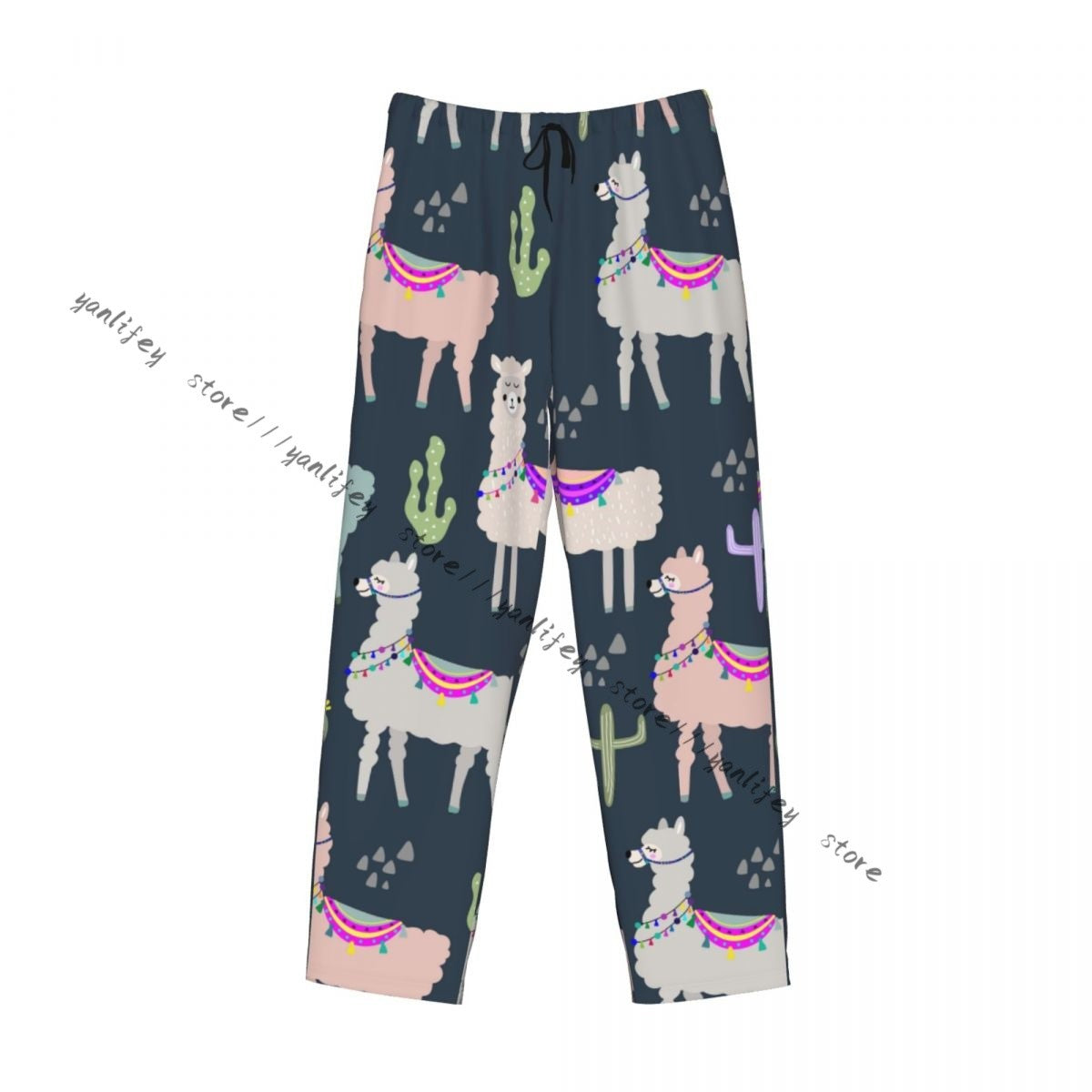 Men Sleep Bottoms Male Lounge Trousers Men's Llama And Cactus Pajama Pants