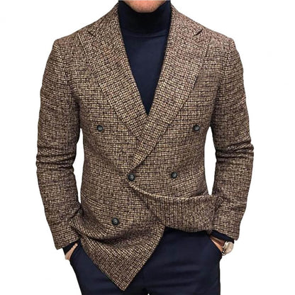Men Slim Fit Turndown Collar Solid Color Streetwear Autumn Winter British Style Buttons Suit Jacket Coat British Blazer