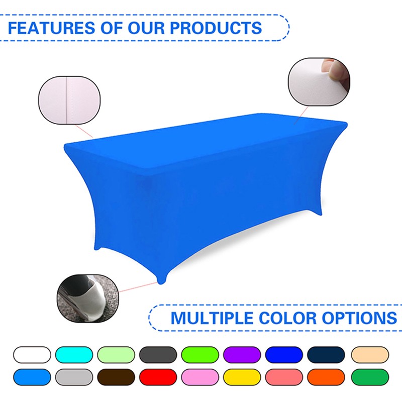 Hot Selling 6ft Trade Show Polyester Tablecloths Waterproof Fitted Stretch Spandex Table Cover Custom Printed Logo for Banquets