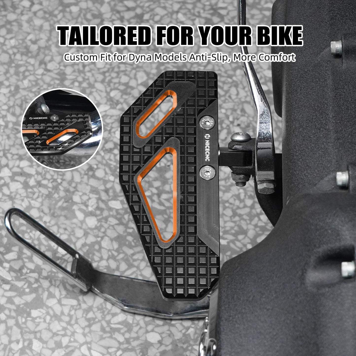 NICECNC Rider Footpeg Footrest For Harley Dyna Super Glide Custom 2006-2013 Street Bob Fat Bob Low Rider Wide Glide 1999-2017