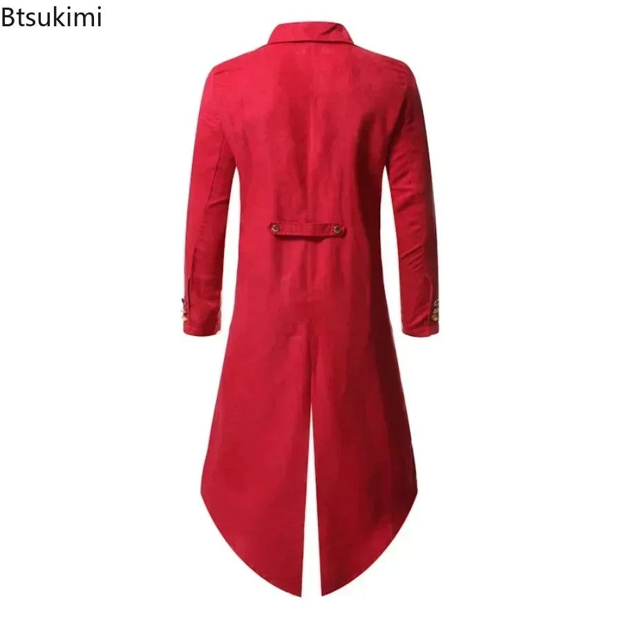 New 2025 Vintage Gothic Steampunk Tailcoat Men Slim Fit Long Sleeve Blazers Male Fashion Party Banquet Halloween Cosplay Costume