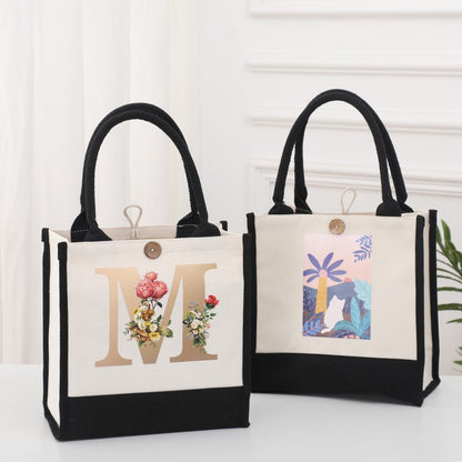 Fashionable new reusable shopping bag with initials for travel and large capacity storage bag