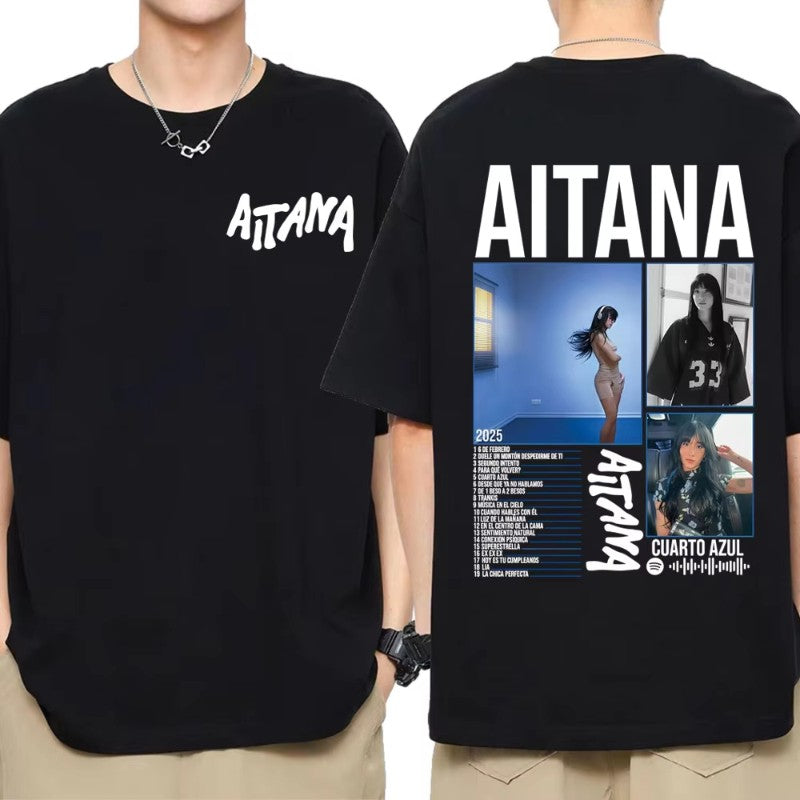 Singer Aitana Cuarto Azul Tour Graphics T Shirts Men Women Harajuku Fashion Aesthetic Short Sleeve T-shirt Cotton Tee Shirt