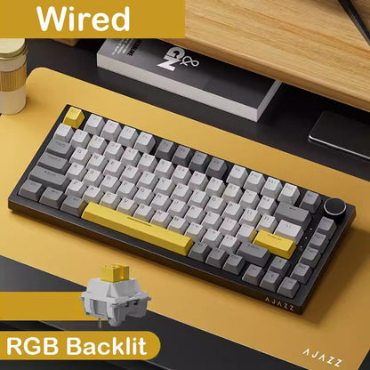 AJAZZ AK820 Teclado Mecânico para Jogos Sem Fio Hot Swap, Layout 75%, Switches Trocáveis, Conectividade de Três Modos