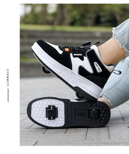 Children Junior Roller Skate Shoes Kids Sneakers with Two Boys Girls Wheels Shoes Running Adult Casual Boys Shoes size 31-42