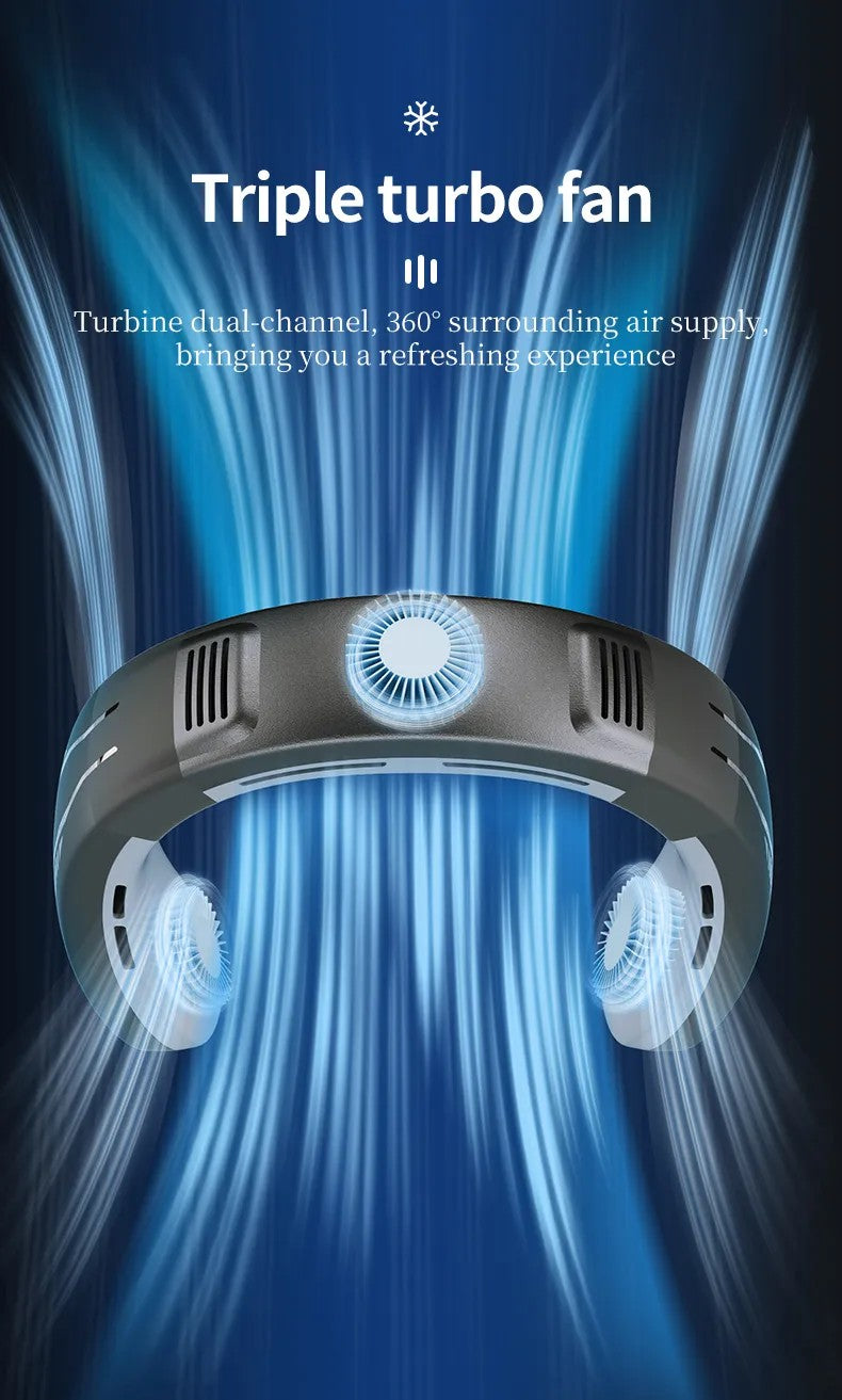 Ventilador de Pescoço Portátil Pendurado Grande Vento Sem Lâminas USB Ar Condicionado com Luzes Coloridas Deslumbrantes