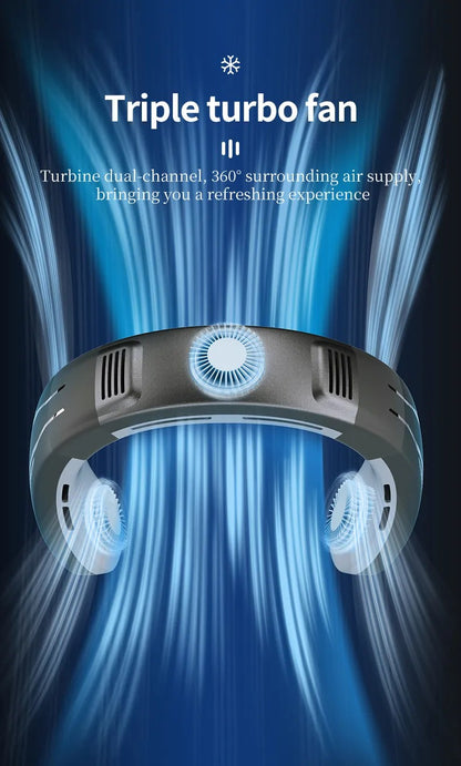Ventilador de Pescoço Portátil Pendurado Grande Vento Sem Lâminas USB Ar Condicionado com Luzes Coloridas Deslumbrantes