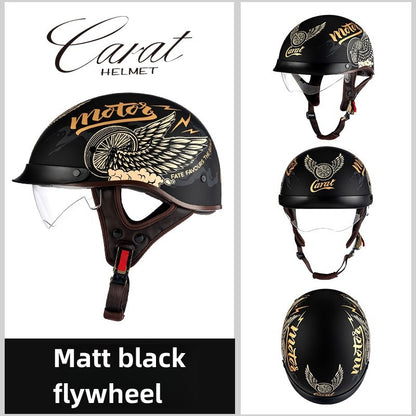 Motorcycle Half Helmet High-quality Retro Carat Multi-Purpose Headgear Classic Design Stylish Safe Comfortable Original Decals