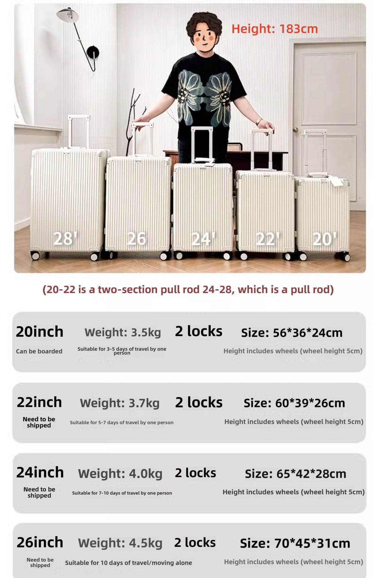 Carry on Suitcase Aluminum Frame with Colorful Silent Spinner Wheel TSA Lock Travel Trolley Case High-quality Rolling Luggage