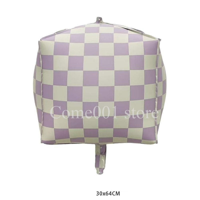 2PCS 4D Checkerboard Square Foil Balloons Birthday Party Accessories Fashion Photo Props Home Decoration