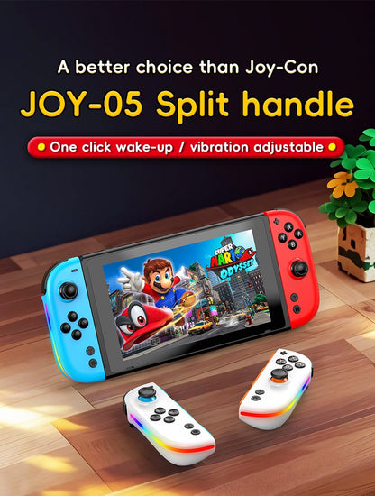 Wireless Switch L/R Controllers Hall Joystick RGB Colorful Light BT 5.3 Wake Up Six-Axis Vibrating Joypad For Switch/Lite/Oled