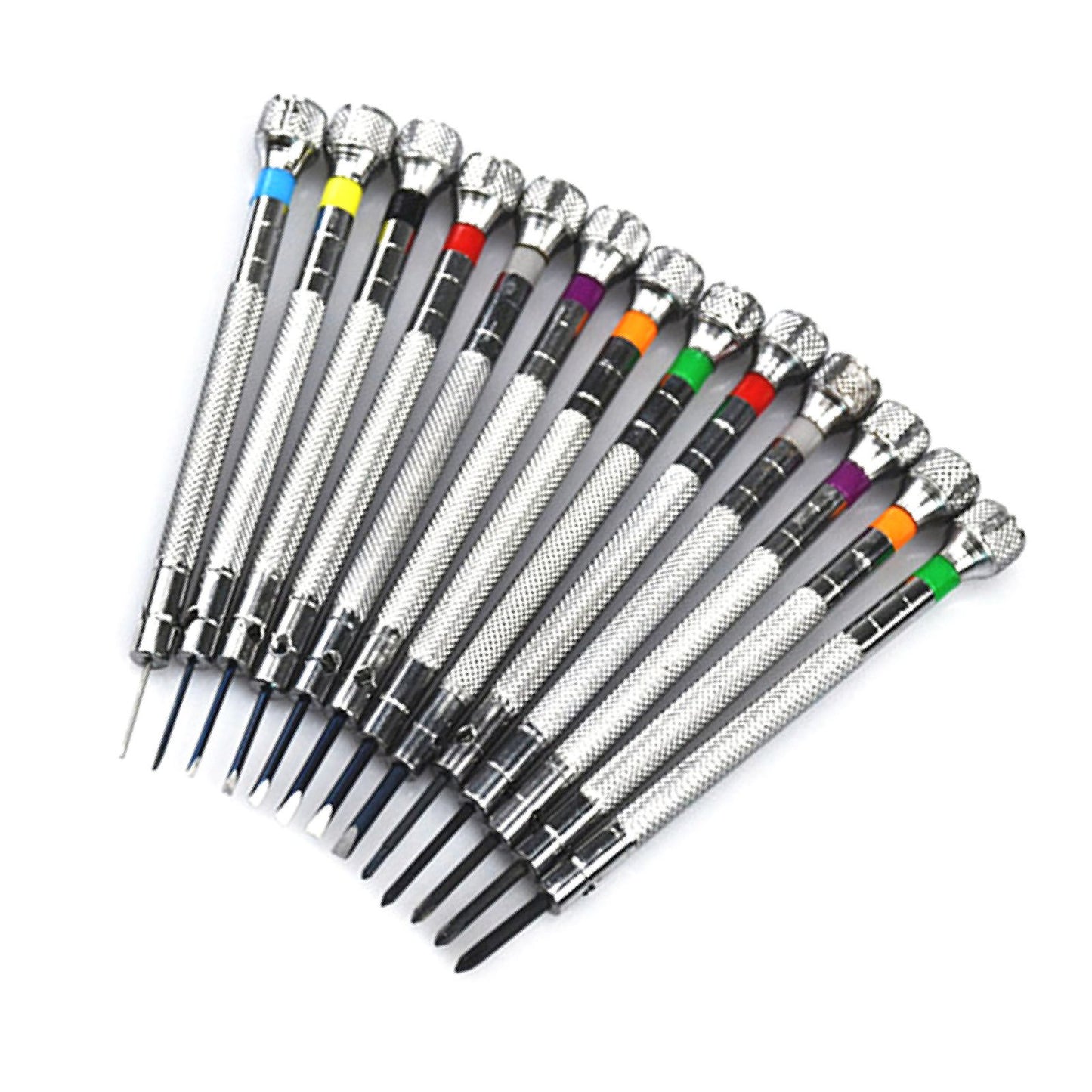 Kit de Ferramentas para Reparo de Relógios 13 Peças Chave de Fenda Profissional de Metal Premium com Fenda Cruzada 0,6-2,0 mm para Relojoeiro