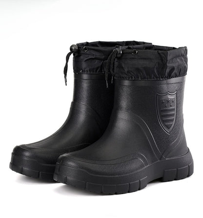 2024 Versátil Botas de Chuva Masculinas Impermeáveis para Exterior Leves Sapatos de Veludo Moda Bota Curta Conforto Casual Masculino Sapatos de Água