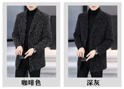 Men's Mid-Length Wool Overcoat - Heavy Blend Winter Trench Coat for Modern Style Wool Overcoat