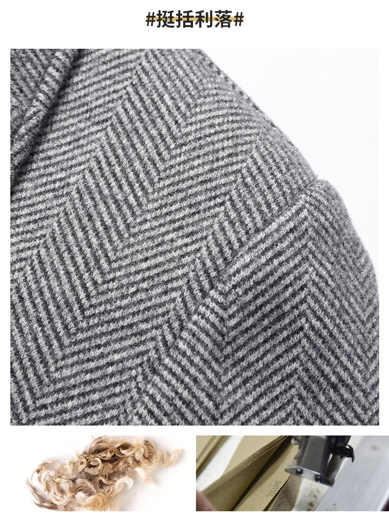Autumn Winter Woolen Jacket for Men High-quality Casual Business Short Trends Coat Thickened and Warm Social Overcoat 2023